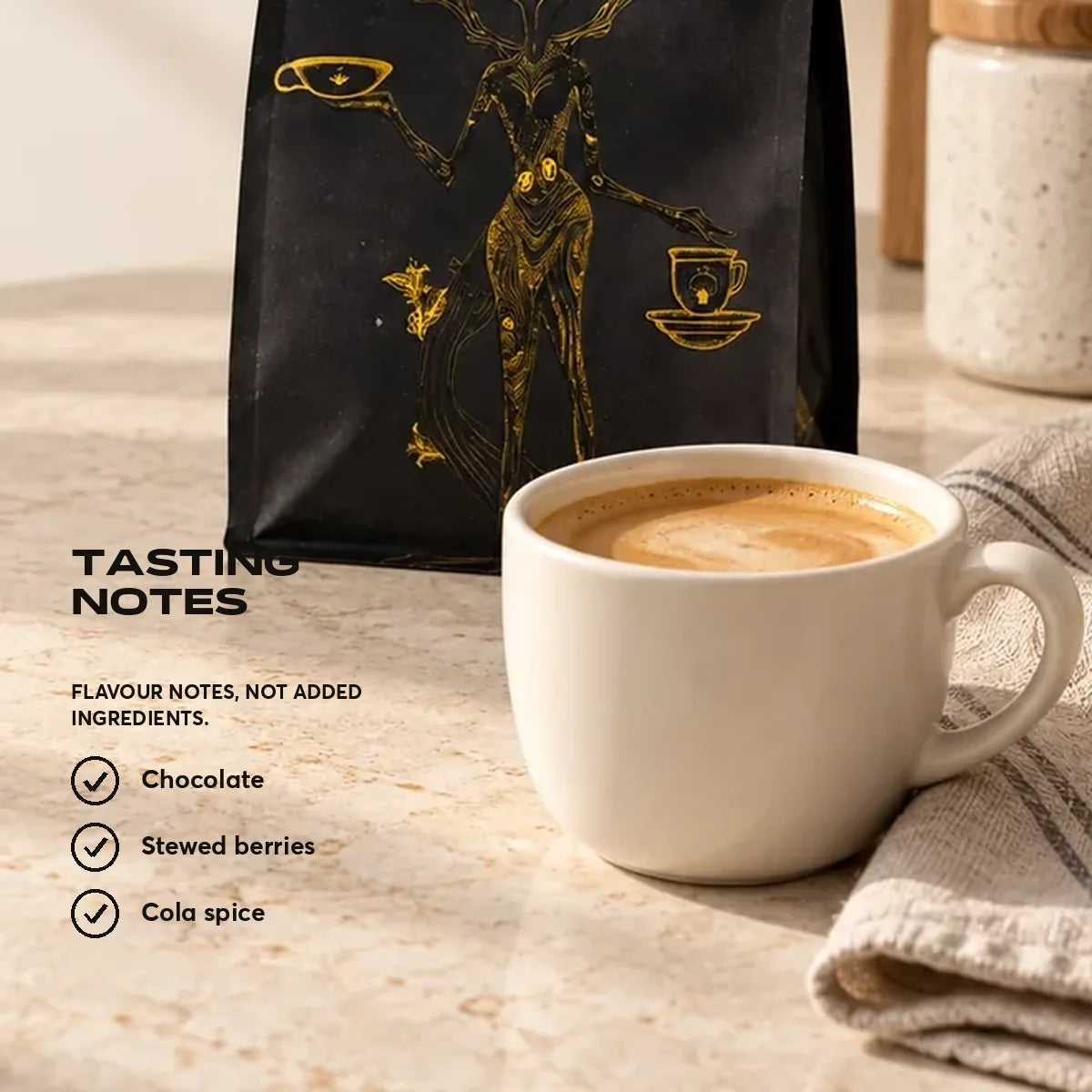 Blend tasting notes: chocolate, stewed berries, cola spice