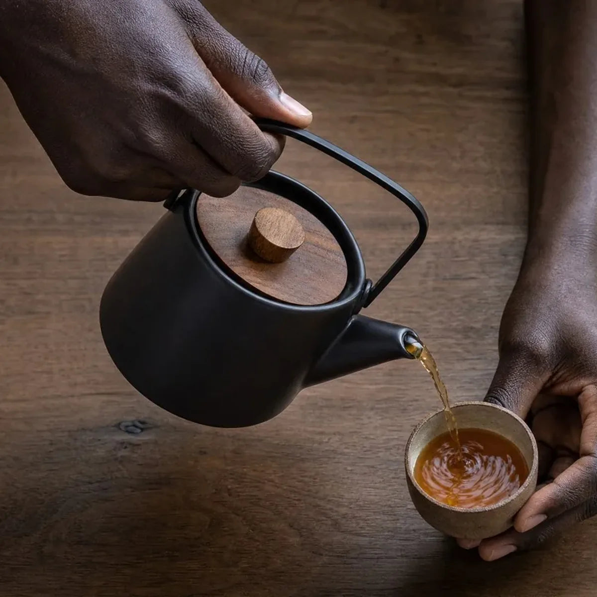 Pouring from the AMKA teapot